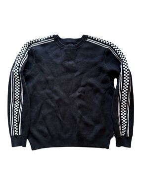 Vans Black Checker Stripe Crewneck Sweater Cotton Skate Streetwear Unisex Small